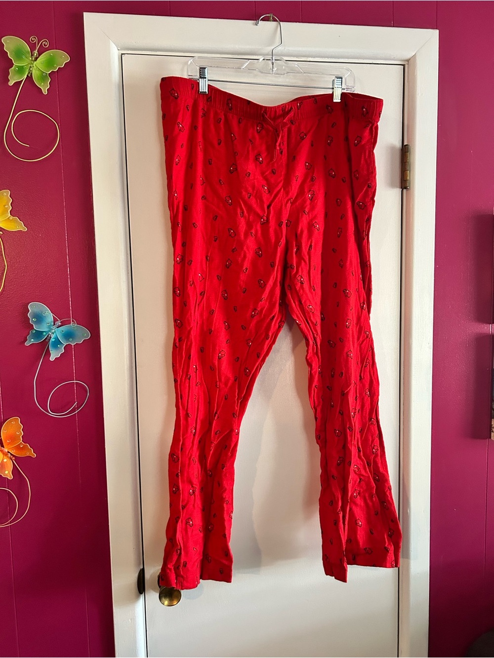 Bright Red Printed Pajama Pants